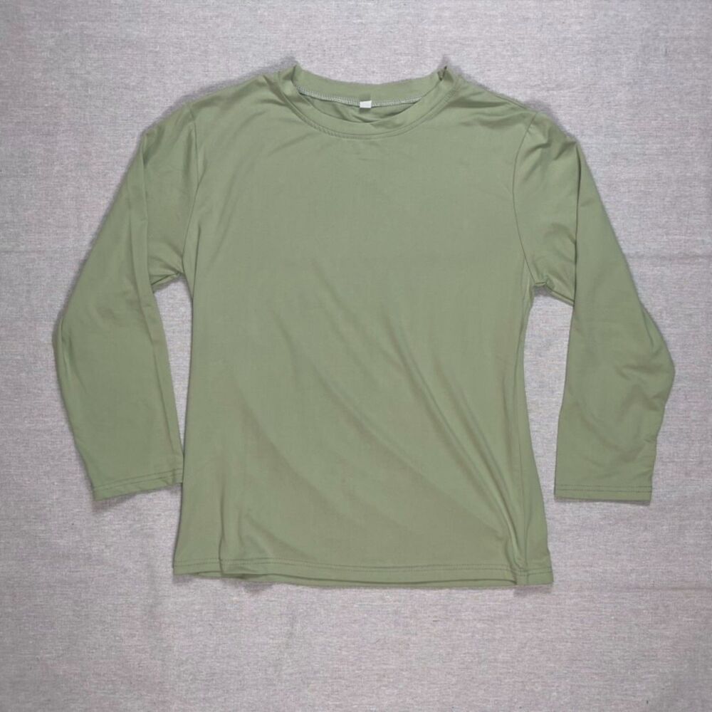 YesStyle | NWOT Green Long Sleeve Crew Neck Shirt | Medium